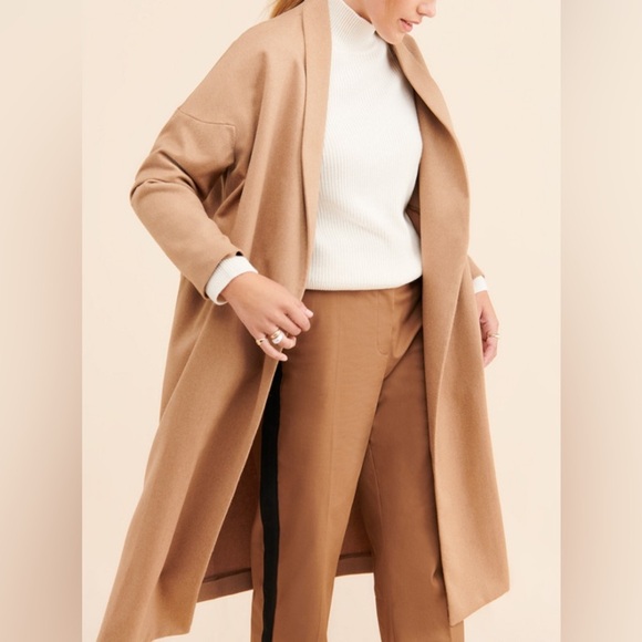 AYR The Robe Coat Camel Hair Wool Blend Longline Size S/M - Picture 3 of 11